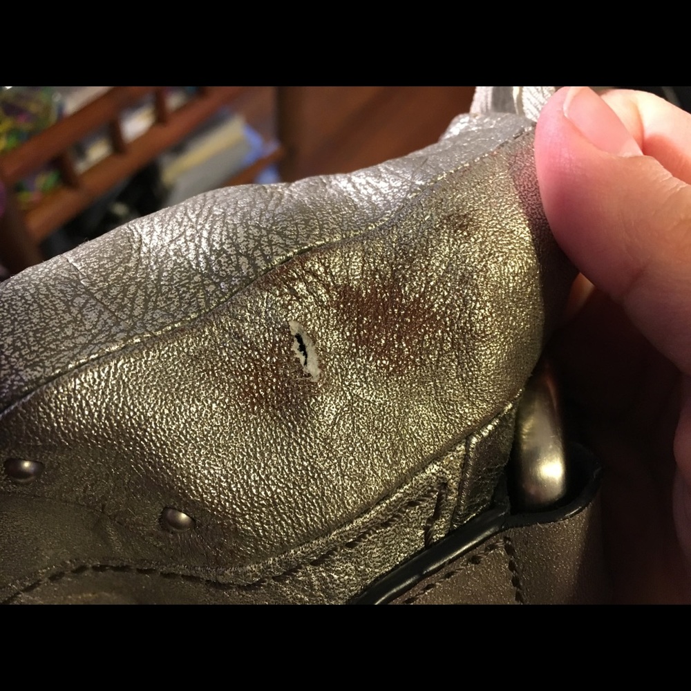 Metallic Silver Fossil Patchwork Bag - image 6